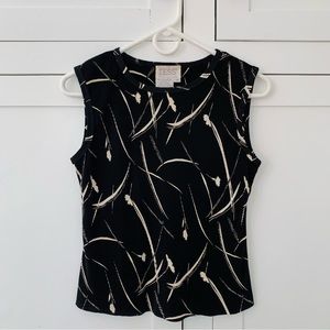 Tess Black Floral Tank Top Size Medium